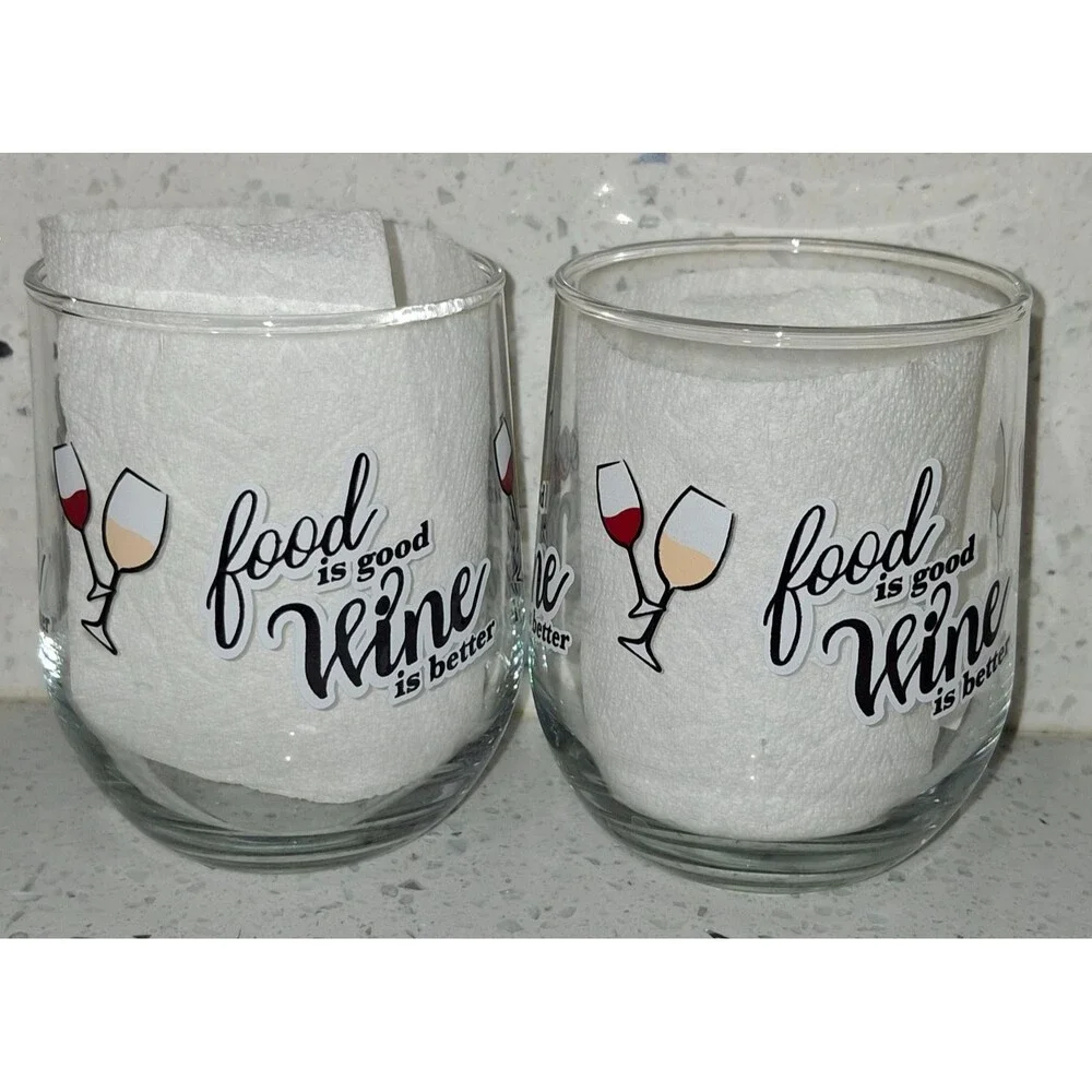 Stemless Wine Glasses Set of 2 